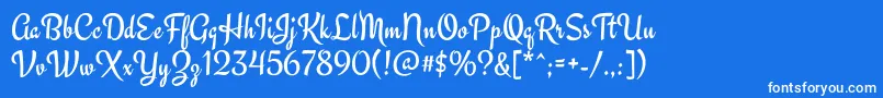 EngagementRegular-fontti – valkoiset fontit sinisellä taustalla