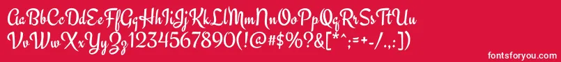 EngagementRegular-fontti – valkoiset fontit punaisella taustalla