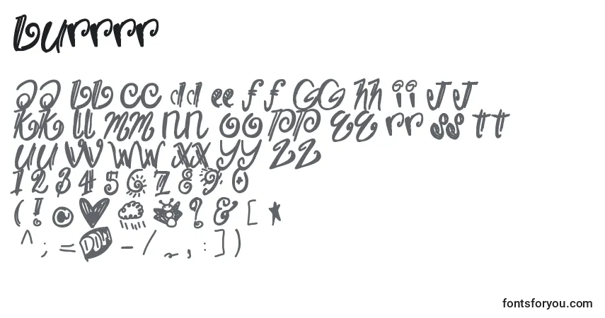 Czcionka Burrrr – alfabet, cyfry, specjalne znaki