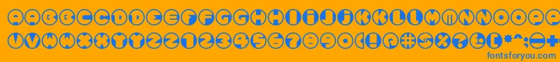 Spslcirclesonec-Schriftart – Blaue Schriften auf orangefarbenem Hintergrund