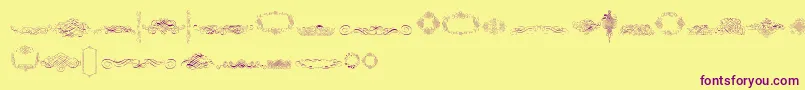 Czcionka CalligraphiaLatinaFree – fioletowe czcionki na żółtym tle