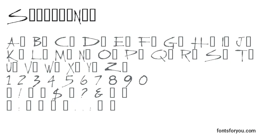 Czcionka SlasherNew – alfabet, cyfry, specjalne znaki