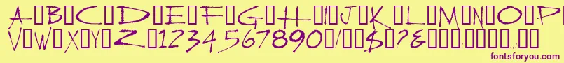SlasherNew Font – Purple Fonts on Yellow Background