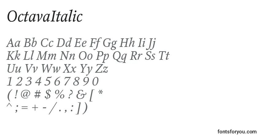Fuente OctavaItalic - alfabeto, números, caracteres especiales