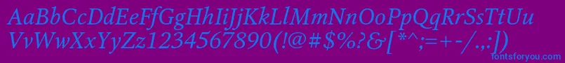 フォントOctavaItalic – 紫色の背景に青い文字