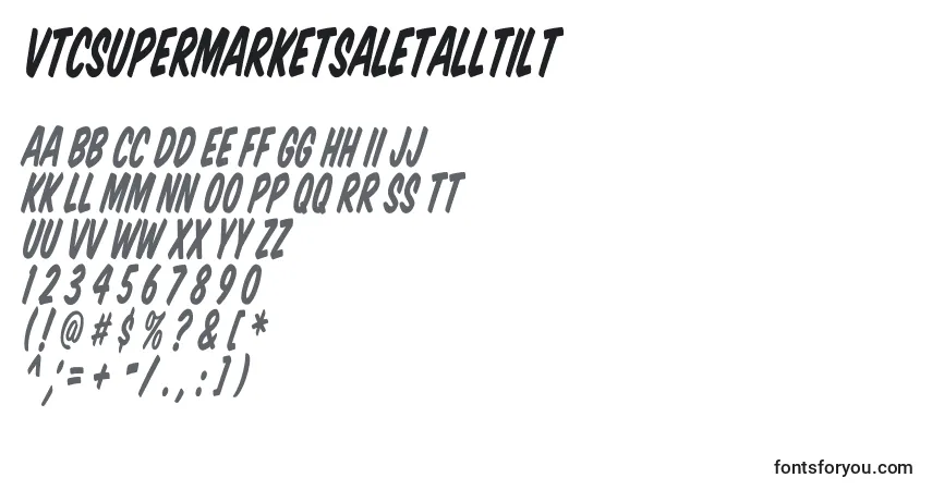 Шрифт Vtcsupermarketsaletalltilt – алфавит, цифры, специальные символы