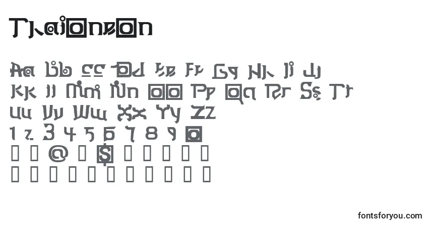 ThaiOneon-fontti – aakkoset, numerot, erikoismerkit