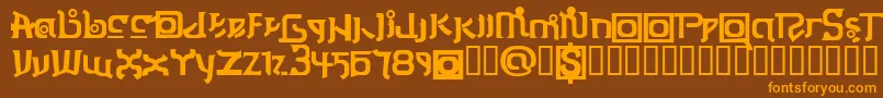 フォントThaiOneon – オレンジ色の文字が茶色の背景にあります。