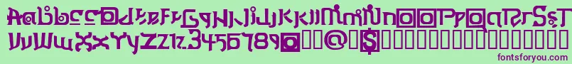 フォントThaiOneon – 緑の背景に紫のフォント