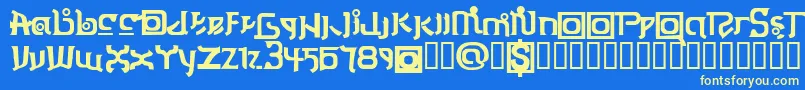 フォントThaiOneon – 黄色の文字、青い背景