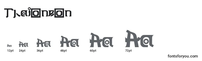ThaiOneon Font Sizes