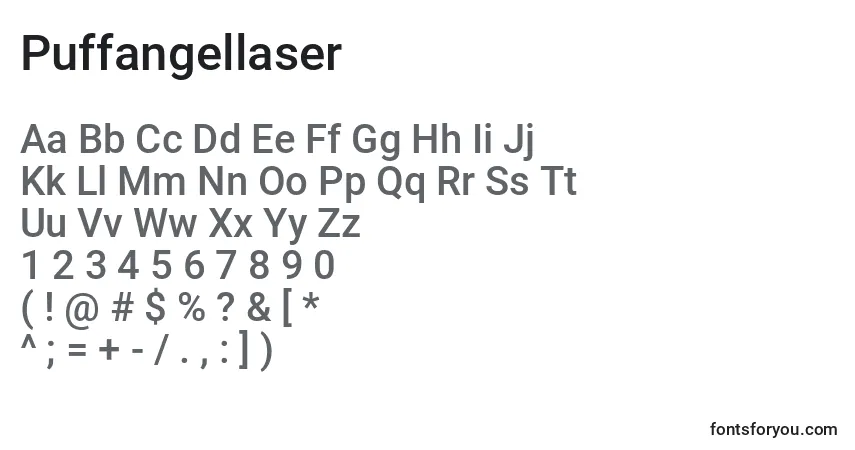 A fonte Puffangellaser – alfabeto, números, caracteres especiais