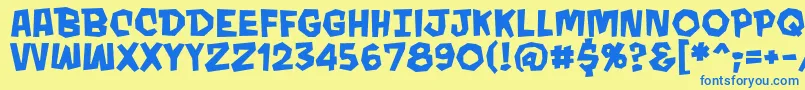 Mondobeyondobb ffy Font – Blue Fonts on Yellow Background