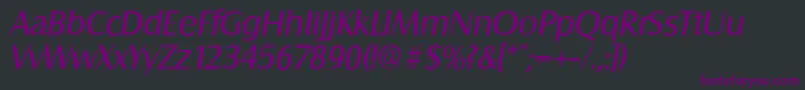 フォントSalzburgserialItalic – 黒い背景に紫のフォント