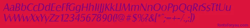 フォントSalzburgserialItalic – 赤い背景に紫のフォント