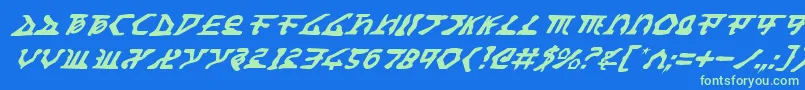 HomeworldTranslatorItalic Font – Green Fonts on Blue Background