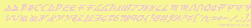 Шрифт HomeworldTranslatorItalic – розовые шрифты на жёлтом фоне
