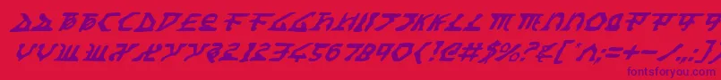 Fonte HomeworldTranslatorItalic – fontes roxas em um fundo vermelho