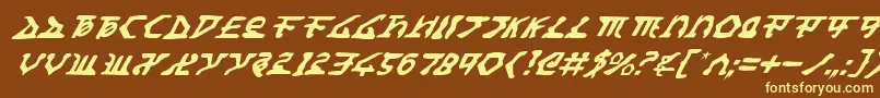 HomeworldTranslatorItalic-Schriftart – Gelbe Schriften auf braunem Hintergrund