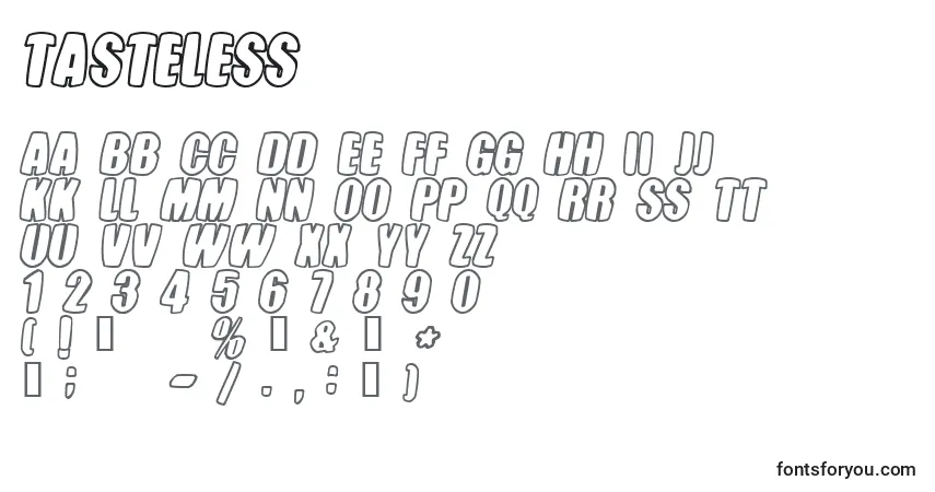 Schriftart Tasteless – Alphabet, Zahlen, spezielle Symbole