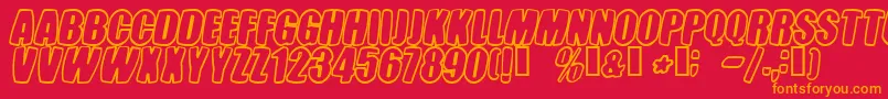 Tasteless-Schriftart – Orangefarbene Schriften auf rotem Hintergrund