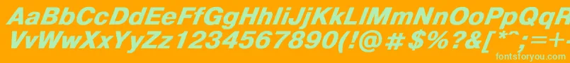 Fonte HelvdlBoldItalic – fontes verdes em um fundo laranja