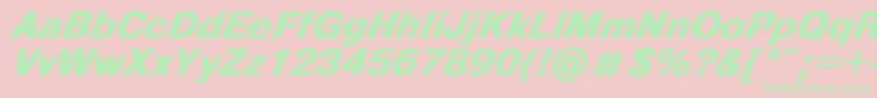 HelvdlBoldItalic Font – Green Fonts on Pink Background