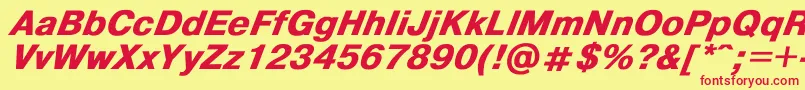 HelvdlBoldItalic Font – Red Fonts on Yellow Background