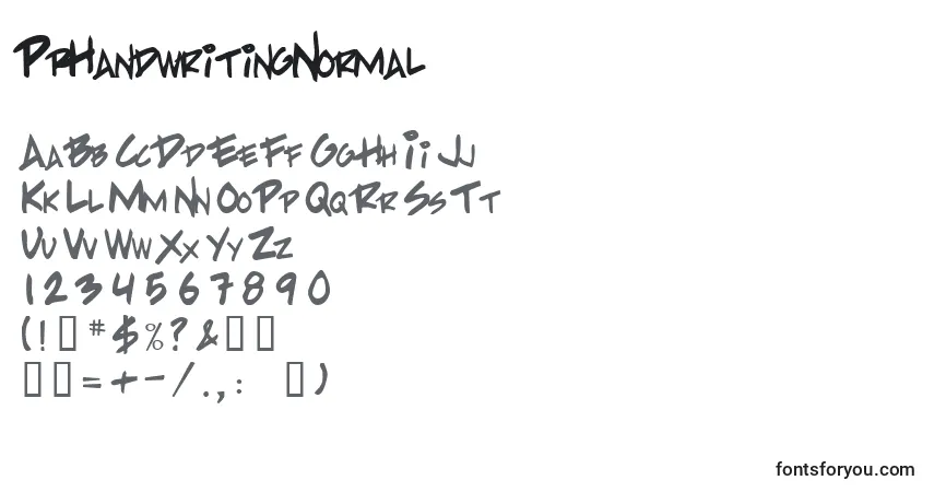 Schriftart PpHandwritingNormal – Alphabet, Zahlen, spezielle Symbole