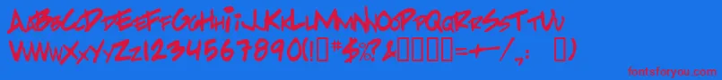 フォントPpHandwritingNormal – 赤い文字の青い背景