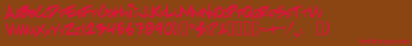 PpHandwritingNormal Font – Red Fonts on Brown Background