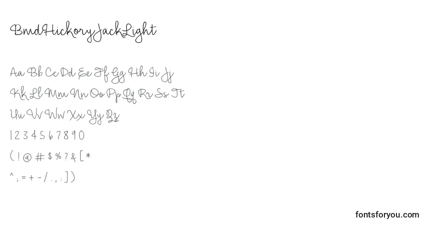 BmdHickoryJackLight Font – alphabet, numbers, special characters