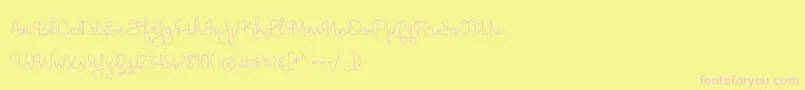 Fonte BmdHickoryJackLight – fontes rosa em um fundo amarelo