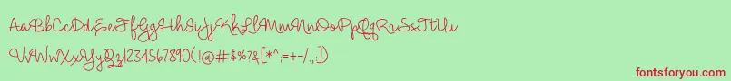BmdHickoryJackLight Font – Red Fonts on Green Background