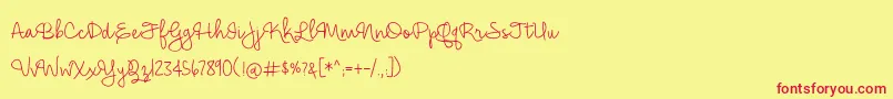 BmdHickoryJackLight-Schriftart – Rote Schriften auf gelbem Hintergrund