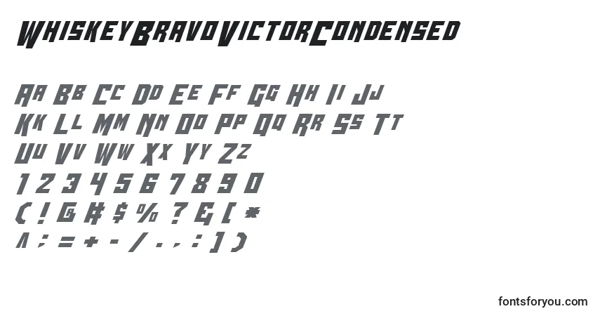 Шрифт WhiskeyBravoVictorCondensed – алфавит, цифры, специальные символы