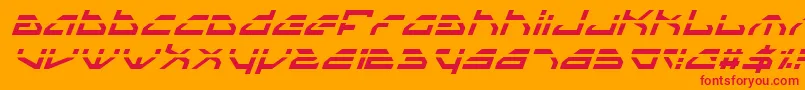 SpylordLaserItalic-Schriftart – Rote Schriften auf orangefarbenem Hintergrund