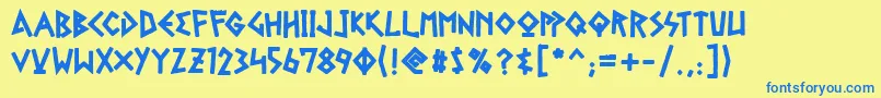 GelioRetsina Font – Blue Fonts on Yellow Background