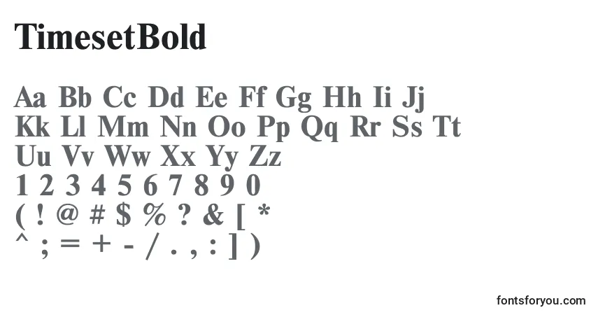 Шрифт TimesetBold – алфавит, цифры, специальные символы