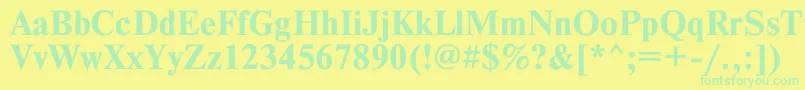 TimesetBold Font – Green Fonts on Yellow Background