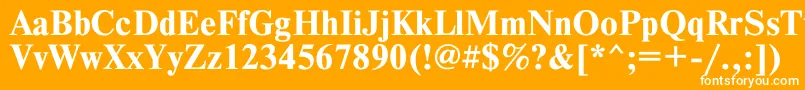 TimesetBold-Schriftart – Weiße Schriften auf orangefarbenem Hintergrund