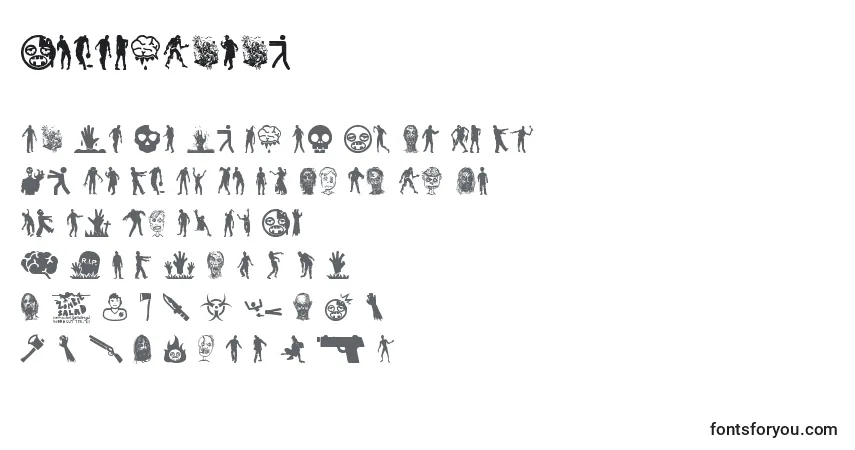 Schriftart ZombieSalad – Alphabet, Zahlen, spezielle Symbole