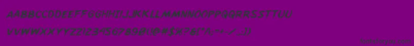 Flesheatingboldital-Schriftart – Schwarze Schriften auf violettem Hintergrund