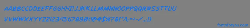 Flesheatingboldital Font – Blue Fonts on Gray Background