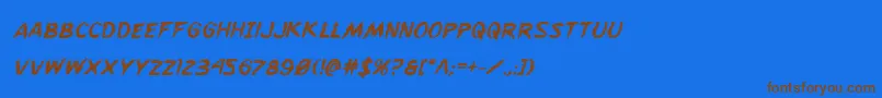 Flesheatingboldital-Schriftart – Braune Schriften auf blauem Hintergrund