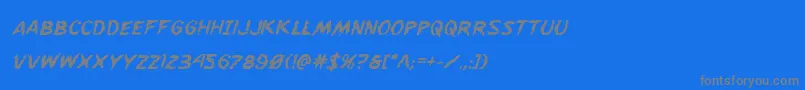 フォントFlesheatingboldital – 青い背景に灰色の文字
