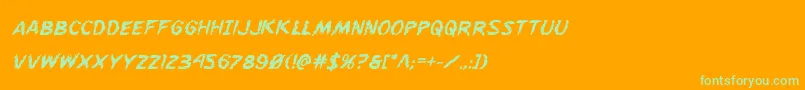 Flesheatingboldital Font – Green Fonts on Orange Background