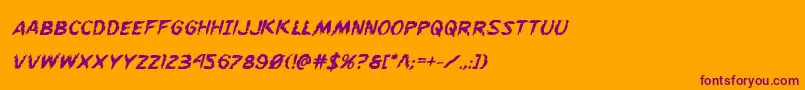 フォントFlesheatingboldital – オレンジの背景に紫のフォント