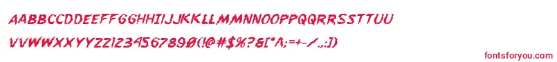 フォントFlesheatingboldital – 白い背景に赤い文字