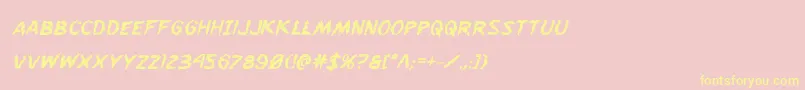 Flesheatingboldital-Schriftart – Gelbe Schriften auf rosa Hintergrund
